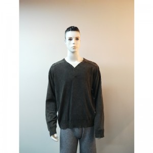 GRAUER SWEATER MIT V-AUSSCHNITT RLMS0013F