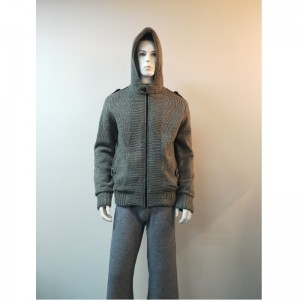 GRAUER PULLOVER MIT HAUBE RLMS0069F